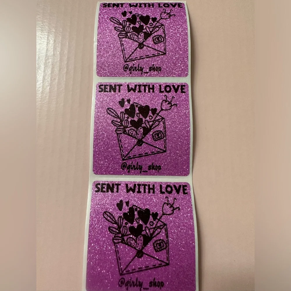 50ct. Custom “SENT WITH LOVE” Square Stickers With Closet Name